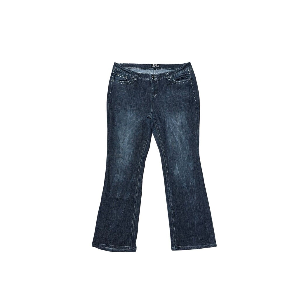 Karma Blue Women’s Jeans Size 22 Dark Wash Stretch Bootcut Contrast Stitch Denim